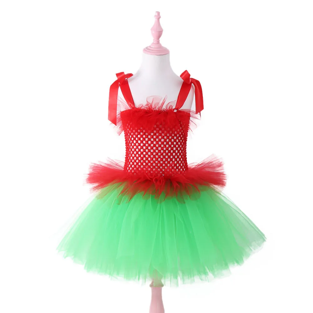 2018 Baby Girls Sleeveless Xmas Tutu Dress Children Knitted Princess Christmas Girl Grinch Clothes 3-11Y | Детская одежда и обувь