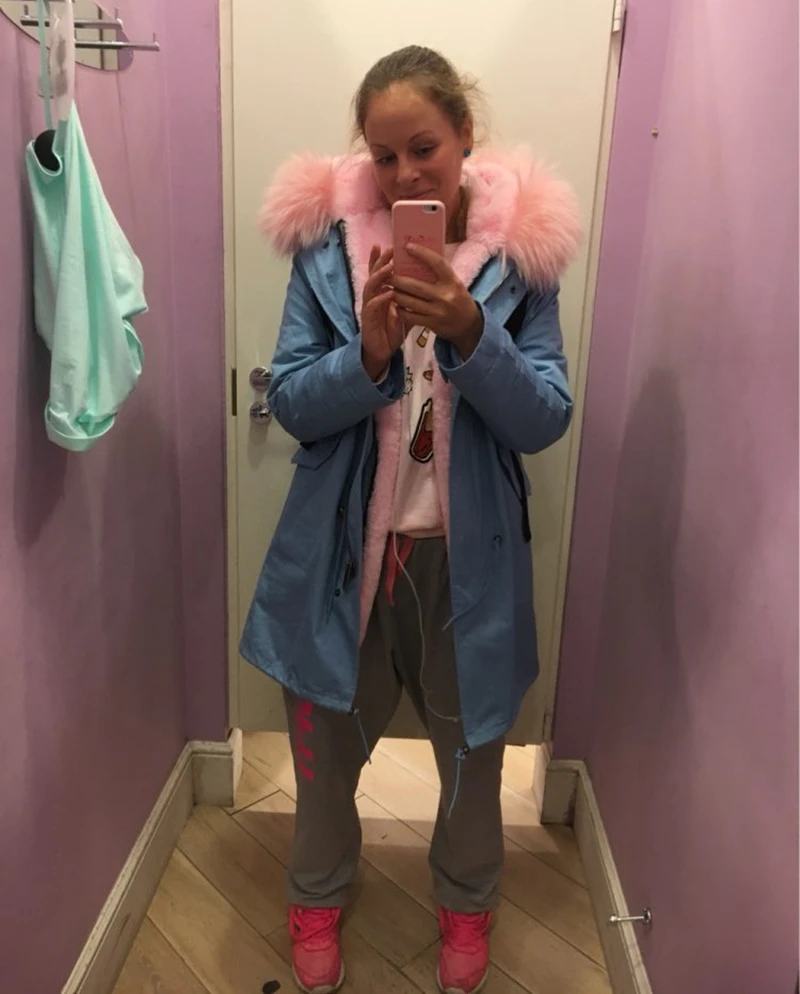 OFTBUY, высокое качество, бренд, новая зимняя куртка, пальто для женщин, натуральный мех енота, большой мех, с капюшоном, парка для женщин, Толстая теплая парка