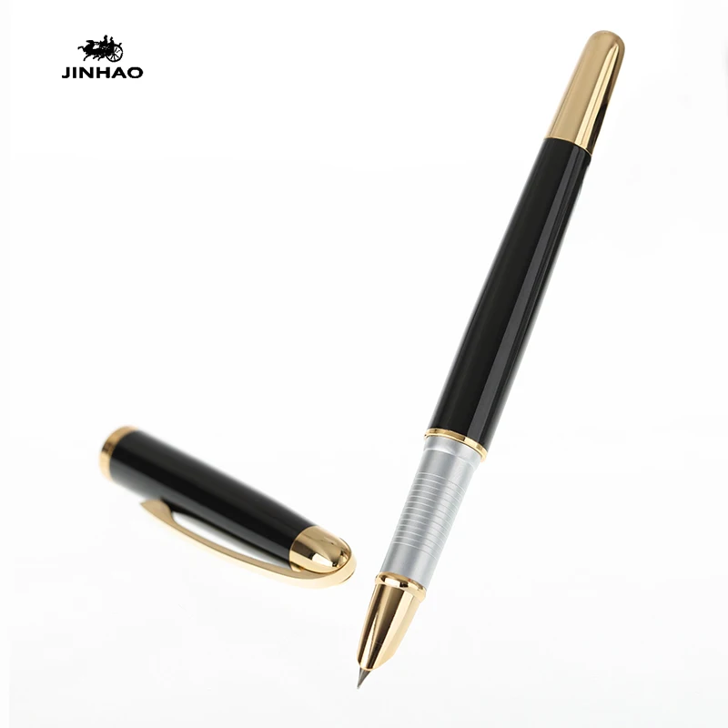2 Jinhao 606 чистое серебро и золото Зажим авторучка с 0,38 мм дополнительный тонкий наконечник Роскошные Металлические чернильные ручки для письма - Цвет: 2