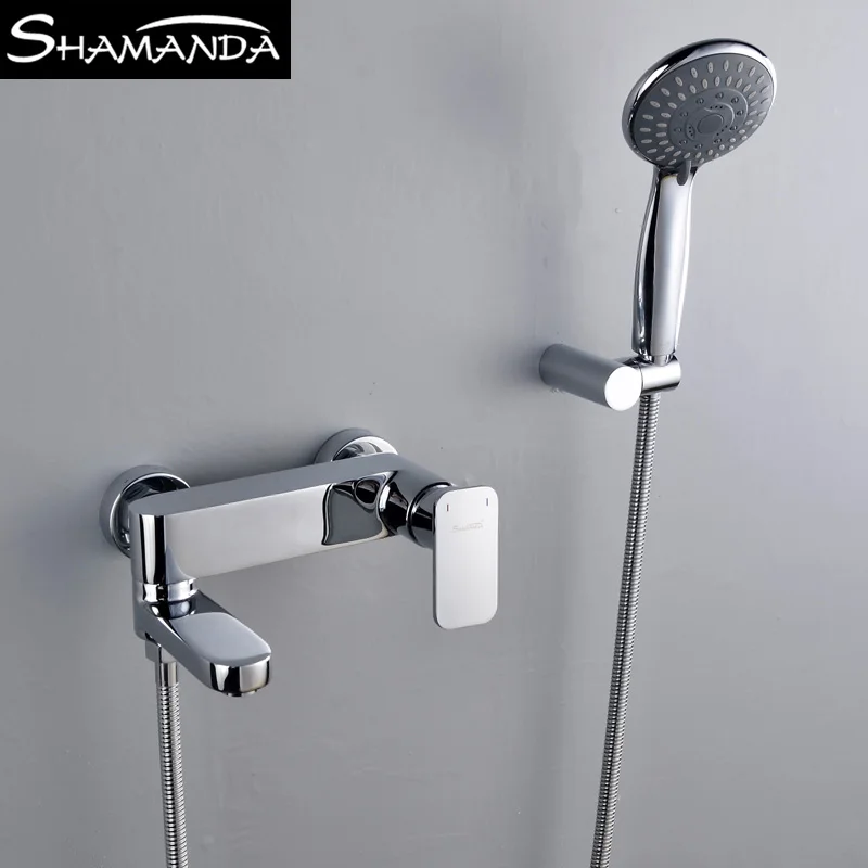 Смеситель для душа в ванную комнату черный латунный кран с ручной душевой лейкой