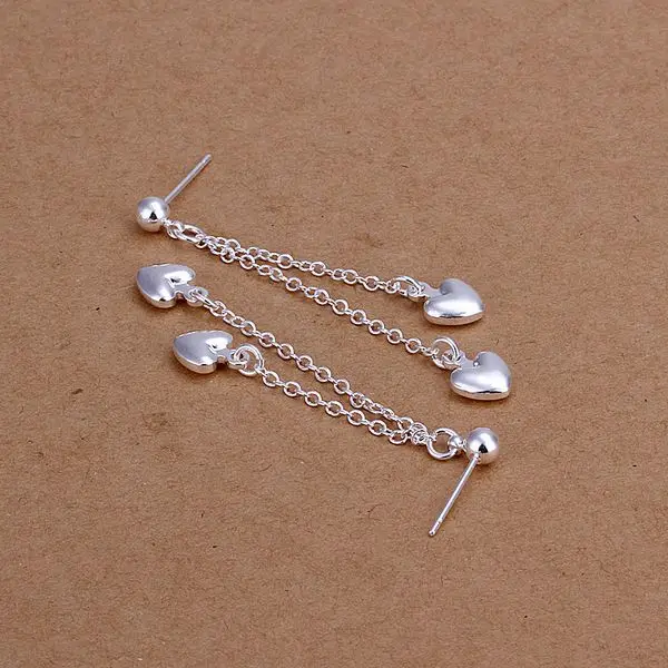 Женские серьги-подвески в виде сердца серебро 925 пробы | Украшения и аксессуары