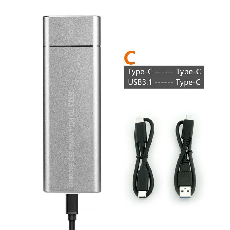 Silver 2 Cables Диск PCIe SSD USB3.1 Тип C M.2 M ключ NVMe PCI-E кабель для подключения жесткого диска Корпус чехол 10 Гбит/с 2280 корпус для жесткого диска переносной бокс твердотельный накопитель коробка - Цвет: Silver 2 Cables