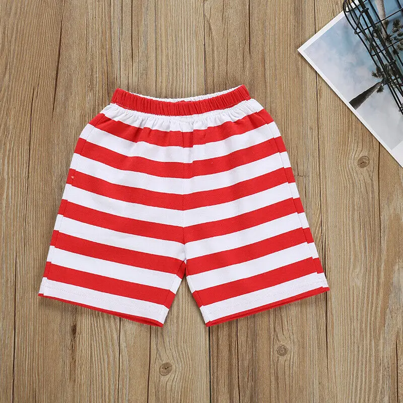 Emmababy New Brand 2019 Summer Kids Baby Boy Clothes T-shirt Tops Striped Shorts Outfit Set 18M-7Y |