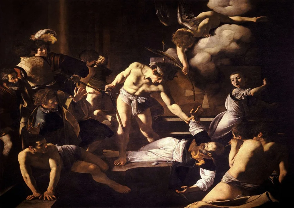 Караваджо: Мученичество Saint Matthew SILK плакат декоративной живописи 24x36 дюймов