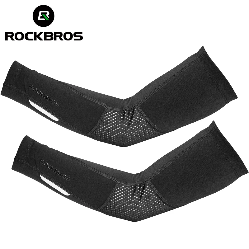 ROCKBROS зимние рукава теплые флисовые дышащие спортивные налокотники нарукавники