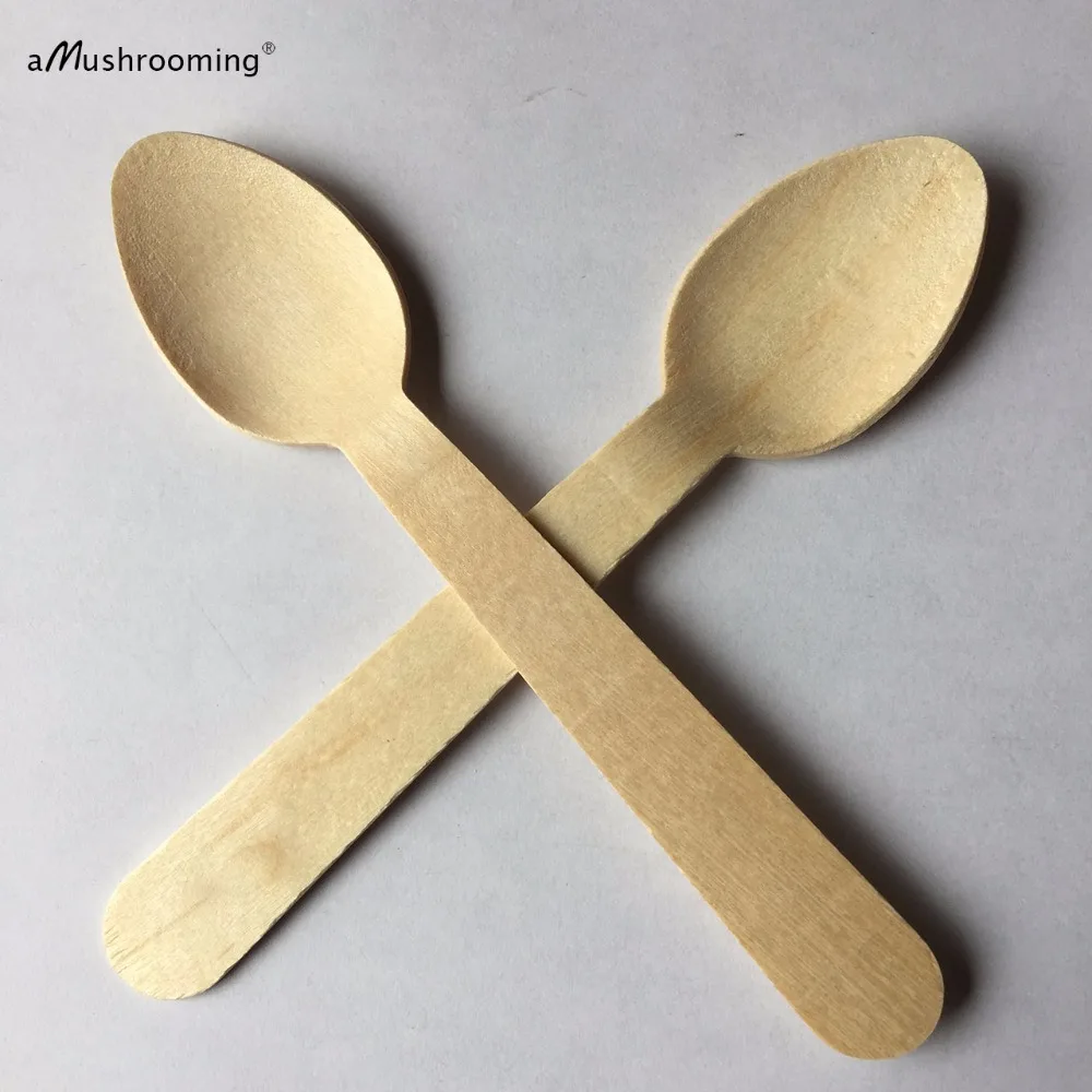 Оптовая продажа одноразовая деревянная ложка 14 см посуда столовые приборы