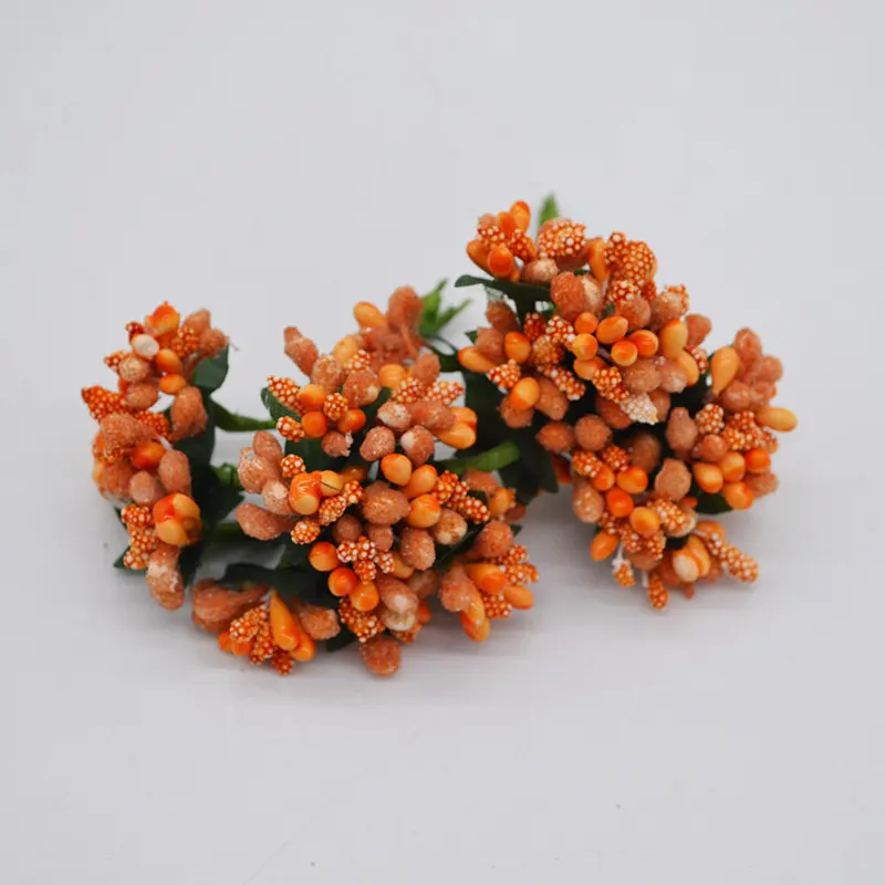 orange 24 шт., искусственная мини шелковица, тычинка, декоративная проволока для цветов, стебель для рукоделия, венки, листья для свадьбы, украшения для вечеринки - Цвет: orange