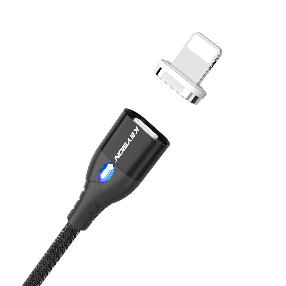 Черный Магнитный кабель KEYSION 3A Micro usb type C кабель для iPhone 1 м Быстрая зарядка USB C Телефон магнитное зарядное устройство для samsung Xiaomi Cabo - Цвет: Черный