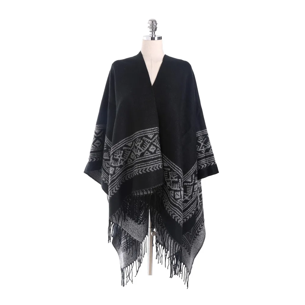 Leo anvi новейшее зимнее пончо feminino inverno для женщин, модная черная серая кисточка, полотенце, шаль, декоративное одеяло, шарф