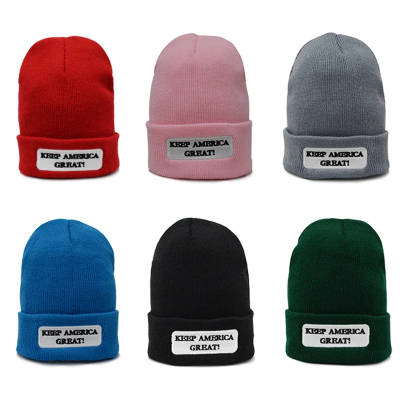 Pom poms зимняя женская шапка мужская теплая 5 цветов trump make america great knitted skullies|Женские