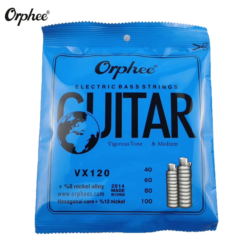 Orphee Струны для электрической бас гитары шестиугольная Углеродистая стальная
