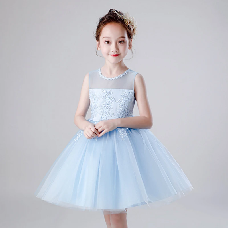 Baby Blue It's Yiya/пышное платье из тюля с цветочным узором для девочек на свадьбу, вечерние платья для девочек, Первое Святое Причастие, BX1715 - Цвет: Baby Blue
