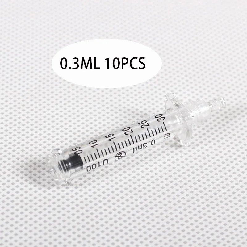 0.3ML 10PCS 0,3 мл шприц и медицинская игла ампульная головка для гиалуронового пистолета гиалуроновая ручка высокого давления удаление морщин одноразовые 0,5 мл - Габаритные размеры: 0.3ML 10PCS