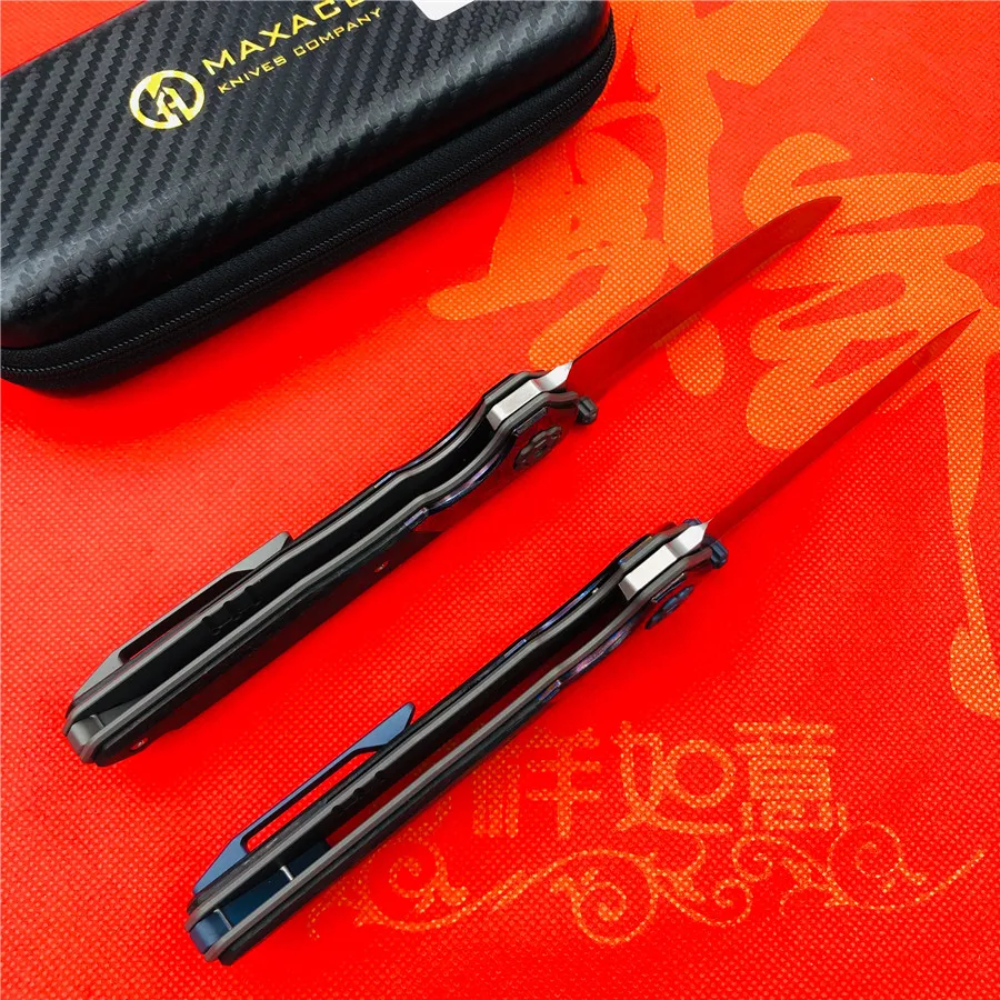 Maxace сковорода папка титановый сплав ручка M390 сталь Открытый Кемпинг Фрукты Охота тактический нож EDC инструменты