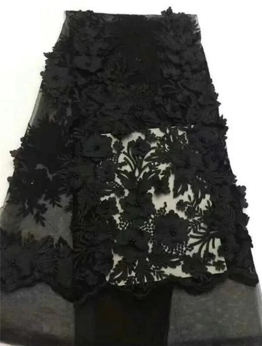 Розовая кружевная 3d Цветочная аппликация французская Сетка ткань африканский