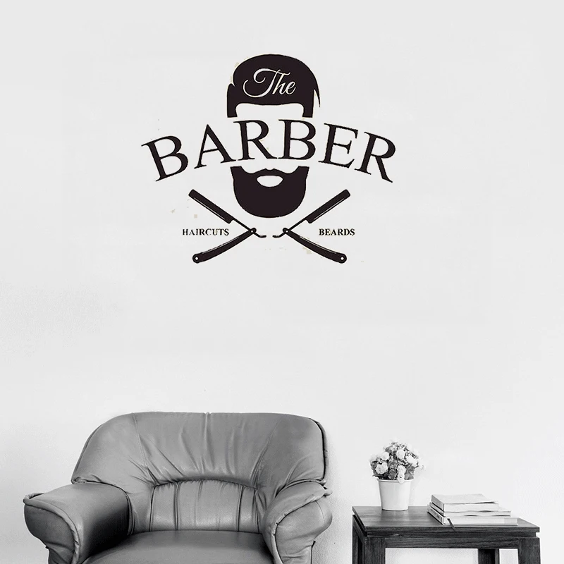 Настенная Наклейка stizzy Barbershop с логотипом художественное украшение настенная