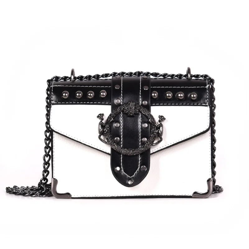 Ретро Модные женские сумки на плечо с заклепками и цепочкой Сумки из