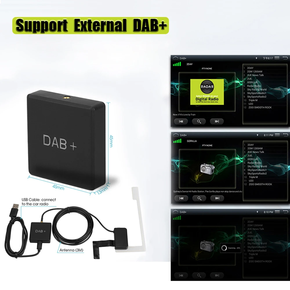 Docooler DAB 004 коробка радио антенна тюнер FM передача USB для автомобильного Android 5