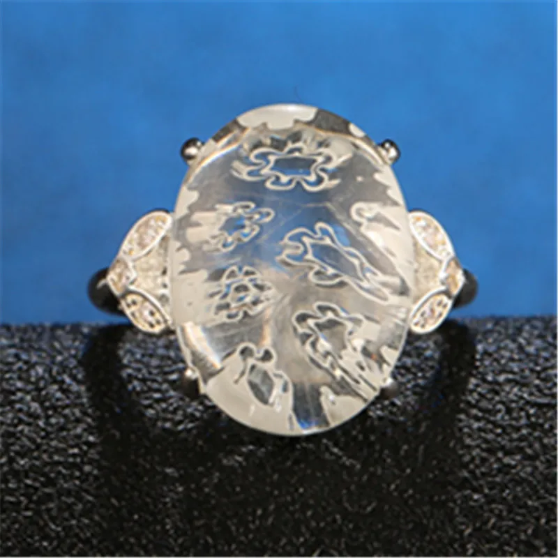 

New High Qualtiy Personality Charm Moonstone Oval Rings for Women Silver Colors CZ Engagement Rings Promise Ring With Best Gifts