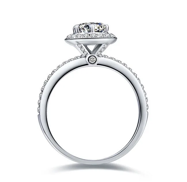 3CT Drop Shipping Brand Jewelry SONA Halo Style Diamond Ring Engagement For Women Sterling Silver Jewelry 18K White Gold Plated