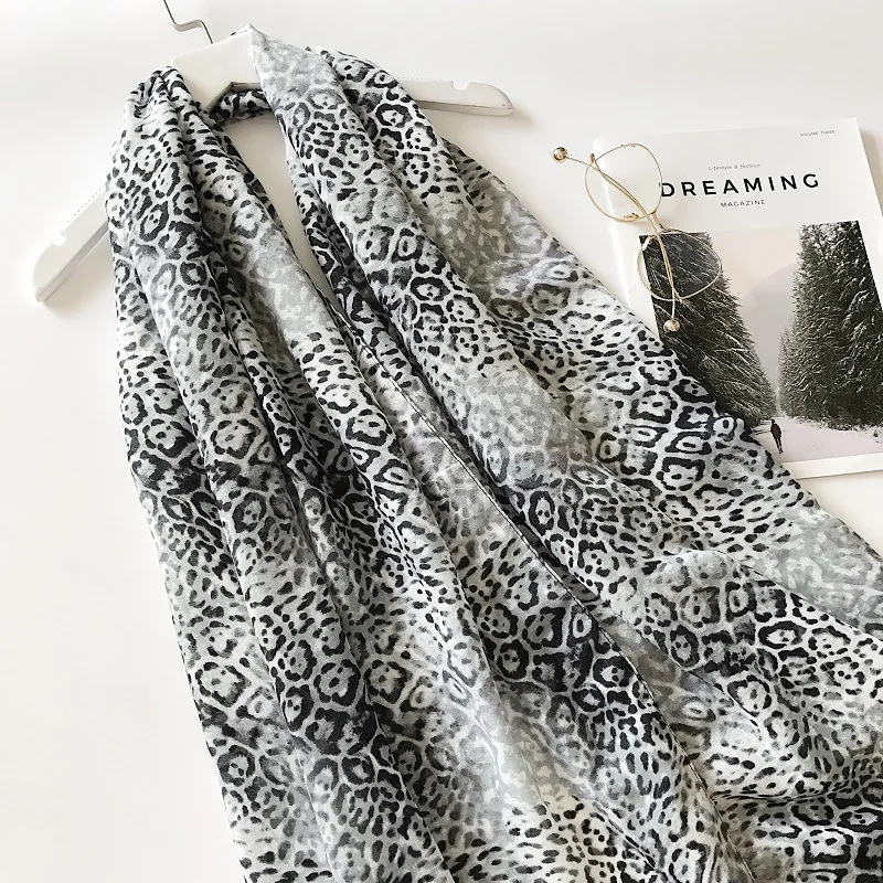 Роскошный брендовый черно белый Леопардовый шаль шарф с принтом винтажный