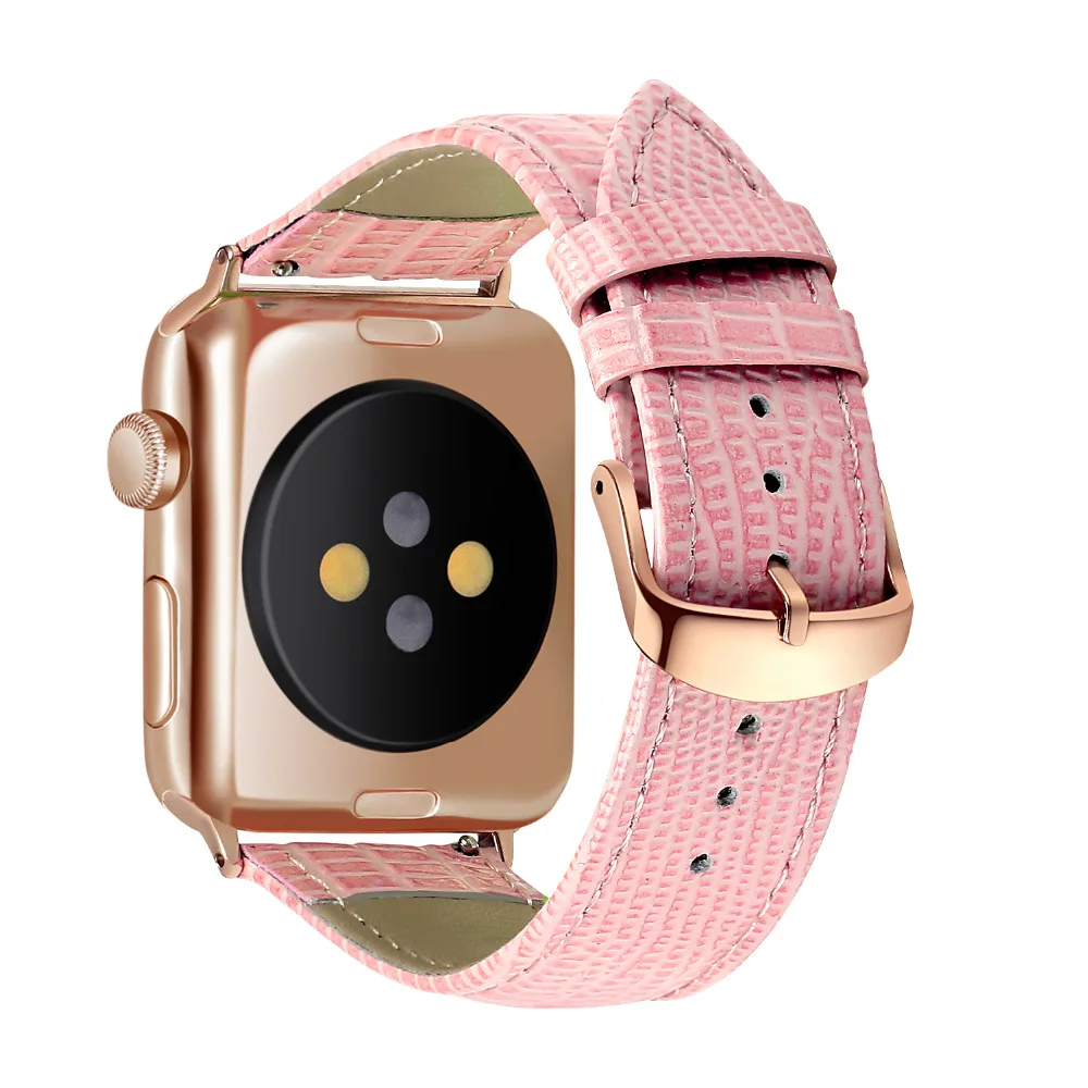 Высокое качество Лучшая цена роскошный кожаный ремешок ящерицы для Apple watch 38 мм 42