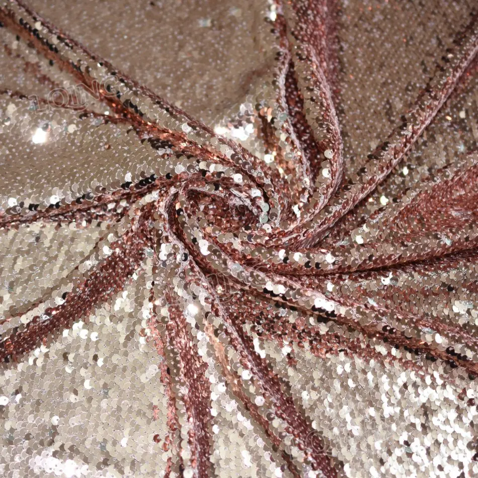 Двусторонние пайетки розовая ткань Золотой двусторонний стрейч с пайетками для