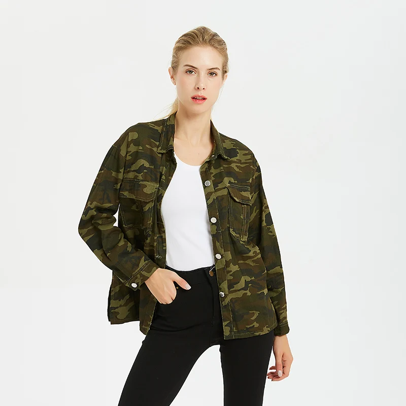 2020 Women Blouses Spring Cotton Casual Turn-down Collar Camouflage Shirt Women Tops Blusas Mujer