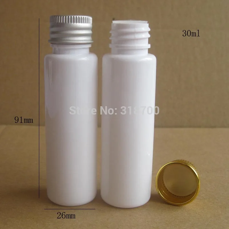 100 x 30ml white PET Bottle With Aluminum Cap , 1oz Plastic Bottle,Container.30cc Pet packaging
