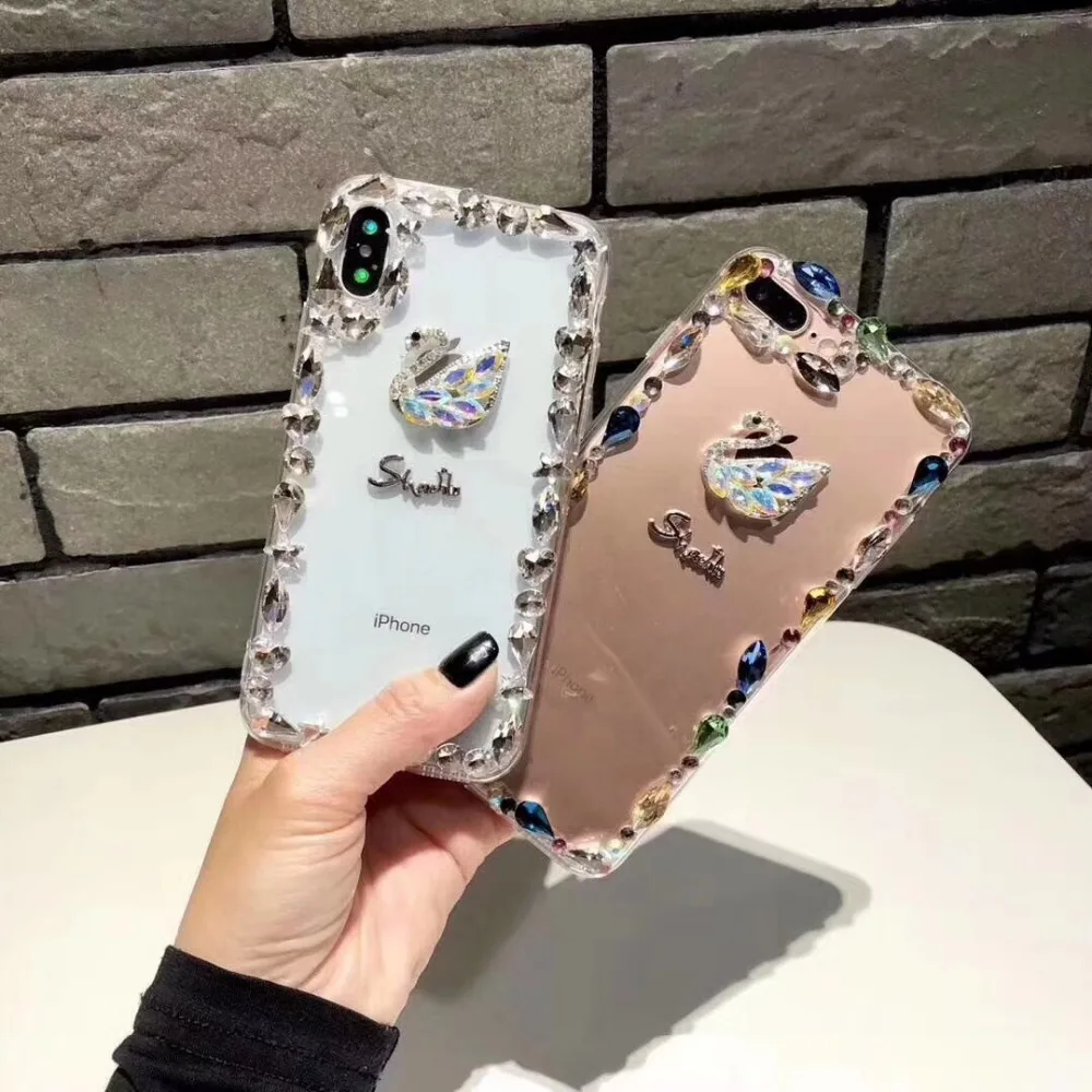 DIY Кристальный чехол для iphone 4 4S 5 5S SE 6 6Plus 6S Plus 7 7Plus 8 8Plus X Роскошные блестящие чехлы