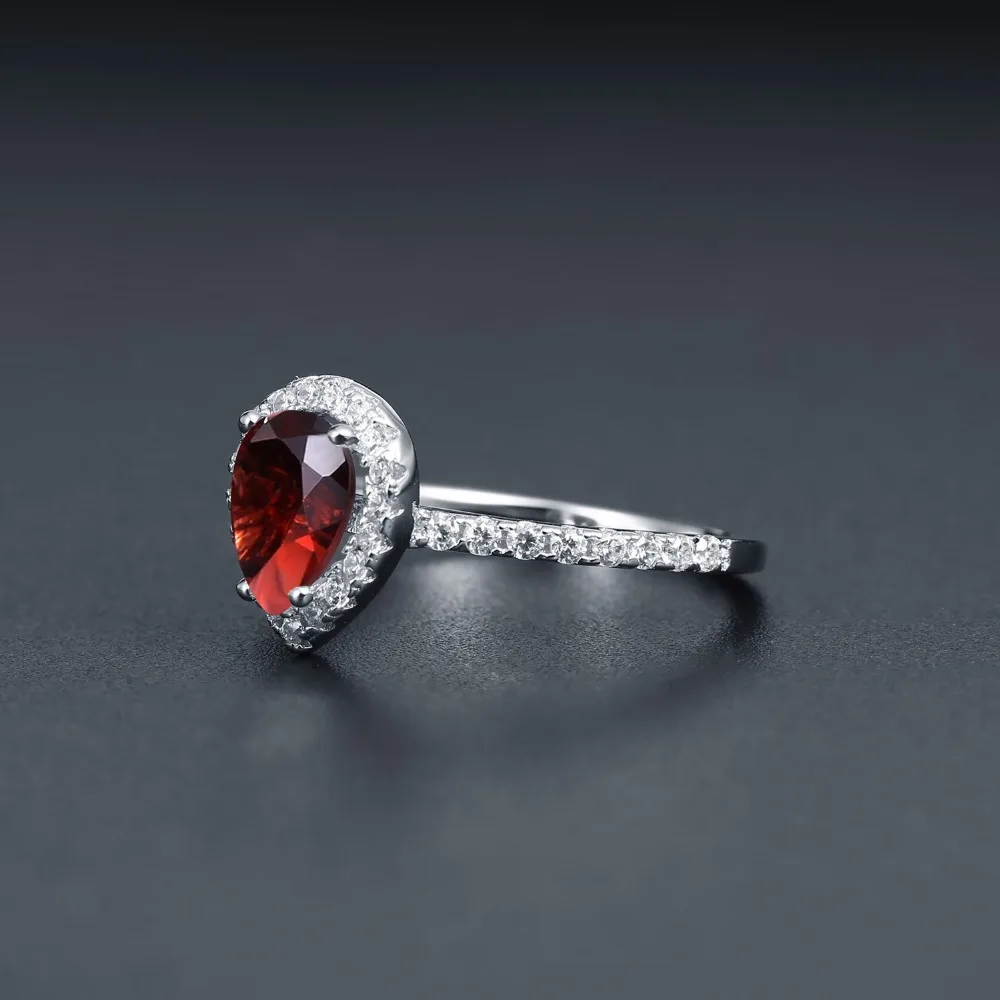Gem's Ballet 1.36Ct натуральный красный гранат кольца для женщин Свадебные обручальные 925 пробы Серебряное кольцо романтические классические ювелирные изделия