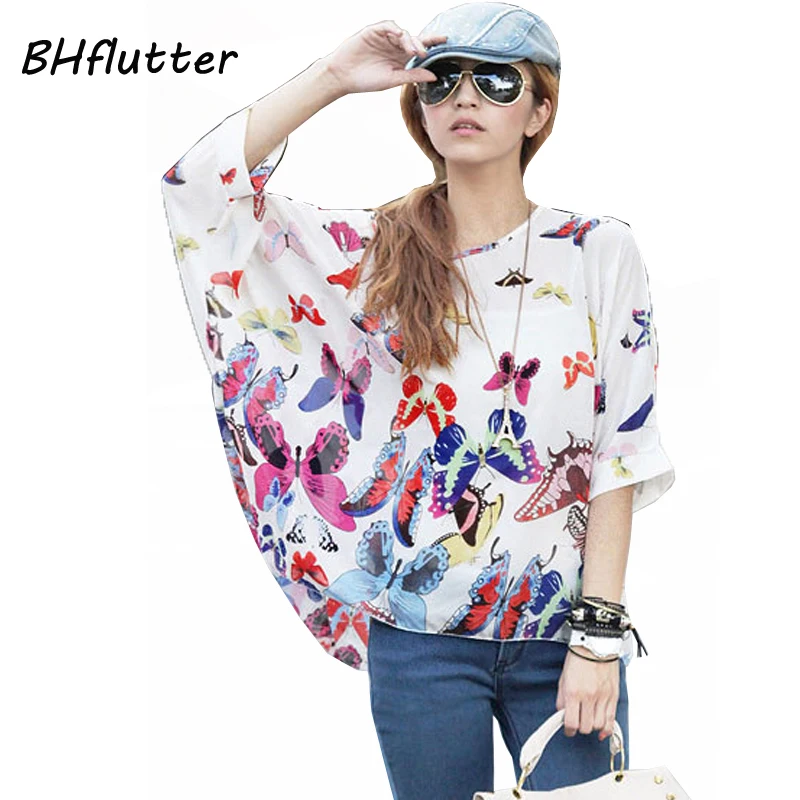 

Blouse Shirt 2021 Novelty Women Casual Shirts Tops Plus Size 4XL 5XL 6XL Women's Batwing Chiffon Blouses Blusas Femininas