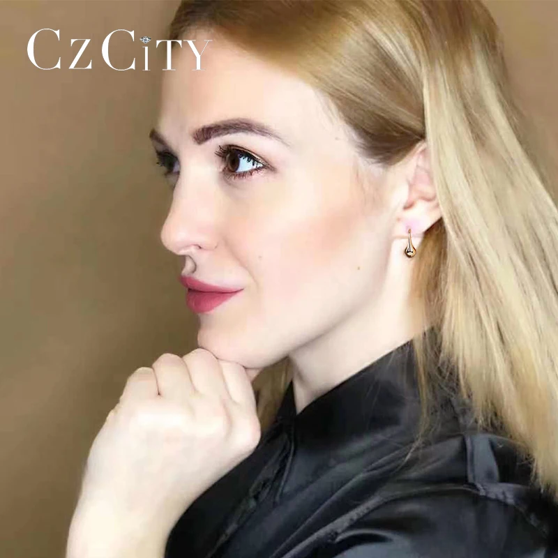 CZCITY Аутентичное Стерлинговое Серебро 925 в виде капли воды дизайн Висячие серьги