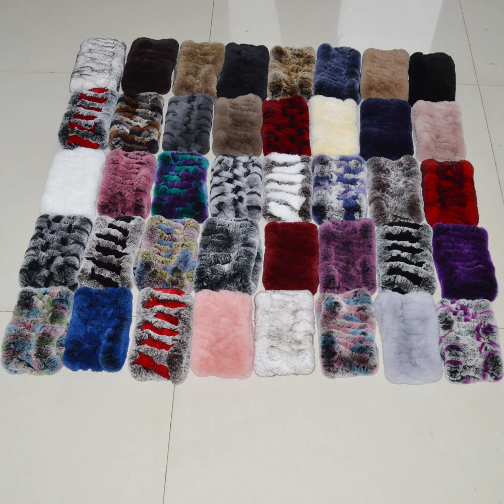 Повязка на голову женская из натурального меха русский вязаный шарф ручной