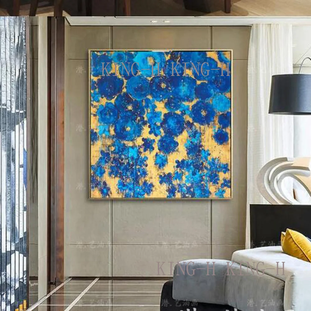 Hand-painted oil painting purple flowers in the flower field planting content abstract modern high quality decorate | Дом и сад