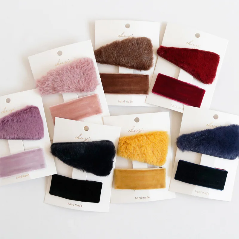 2 шт. упак. женские плюшевые заколки для волос милые безопасные девушек BB