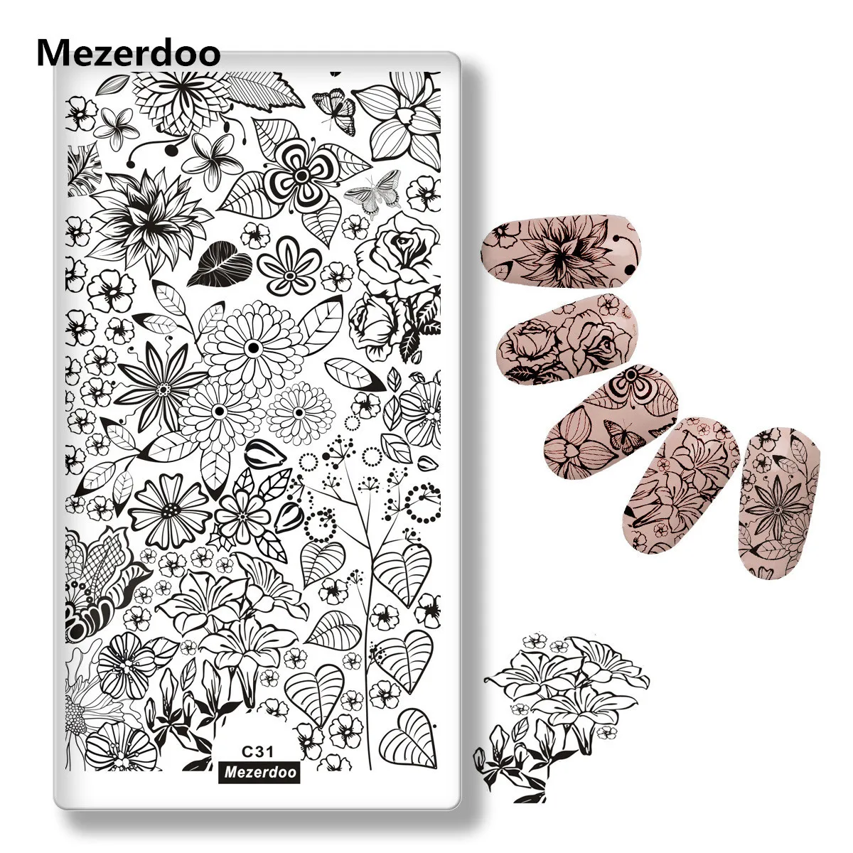 

Nail Stamping Plates New Arrival Butterfly Spring Template Flower Leaves Series Manicure Art Decoration C31