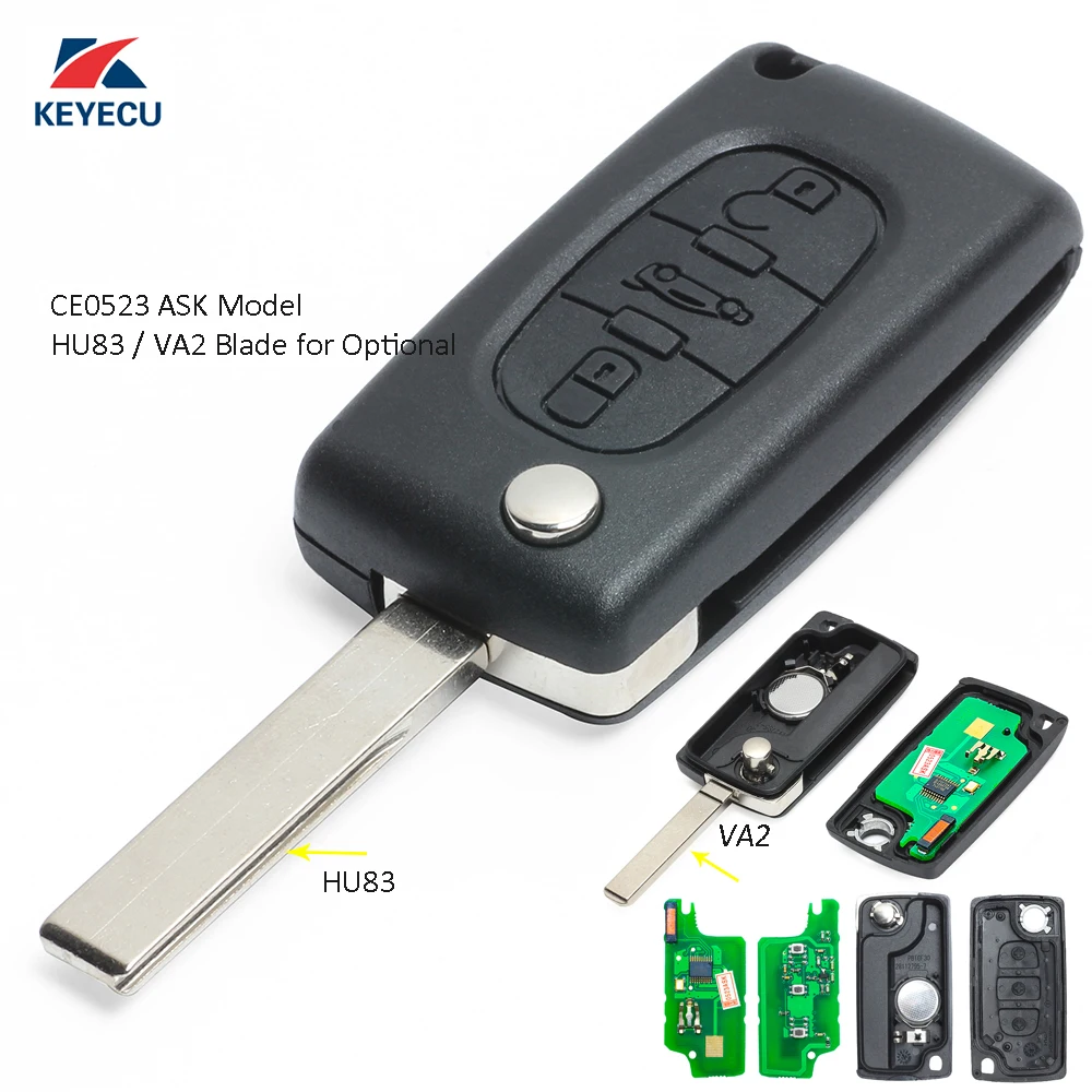 KEYECU запасной дистанционный ключ брелок от машины 3 кнопки 433 МГц электронный ID46