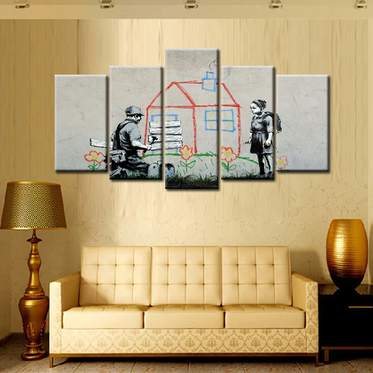 TOP Sale 5 Pcs Hot Sell Graffiti poster Wall Art Picture Modern Home Decoration Living Room Canvas Print Painting/Abstract (95) | Дом и сад