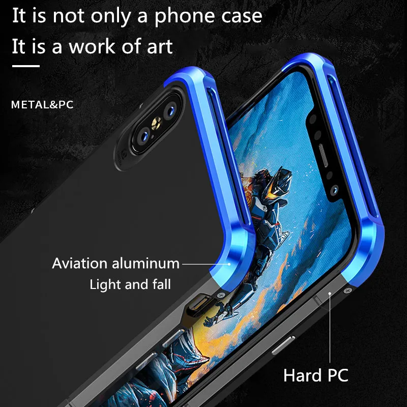 For Apple iphone XS MAX Case Luxury Cover Thin Hard PC 360 Protective Shell Metal Bumper for iphoneXS XR Aluminium Frame Armor |