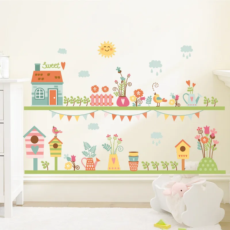 Семейный сад Цветы милые домашние настенные наклейки для гостиной спальни окна