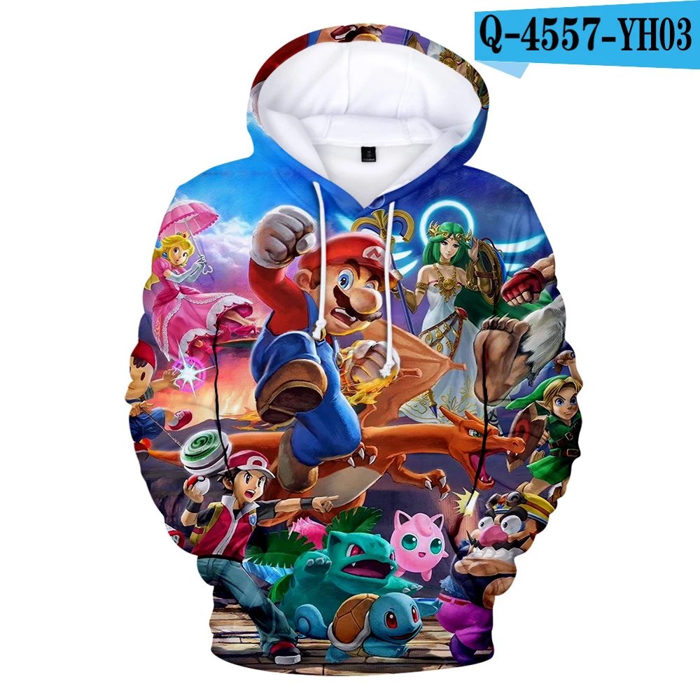 3D Новинка; толстовка с капюшоном Super Smash Bros. 3D Толстовка с капюшоном для мужчин и женщин, Повседневная рубашка с круглым вырезом, 3D Толстовка с капюшоном - Цвет: 3D