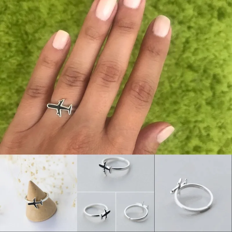 Fashion Rings for Women Adajustable Ring Silver Color Aircraft Plane Design Finger mens lover Gift Jewelry bague homme Z4 | Украшения и