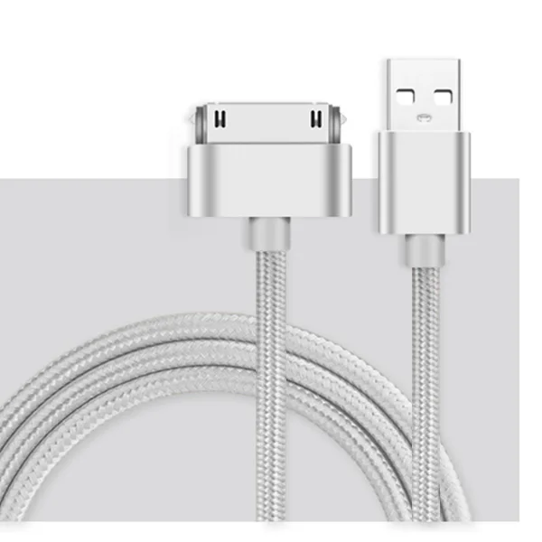 SUPTEC USB кабель для iPhone 4, 4S, 3GS, iPad 2, 3, iPod Nano touch, прочный, быстрая зарядка, 30 Pin, адаптер, зарядное устройство, кабели для передачи данных - Цвет: Silver