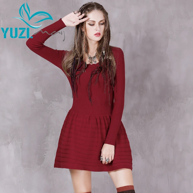 Осеннее платье 2017 Yuzi.may бохо новые хлопковые платья с круглым вырезом и длинным