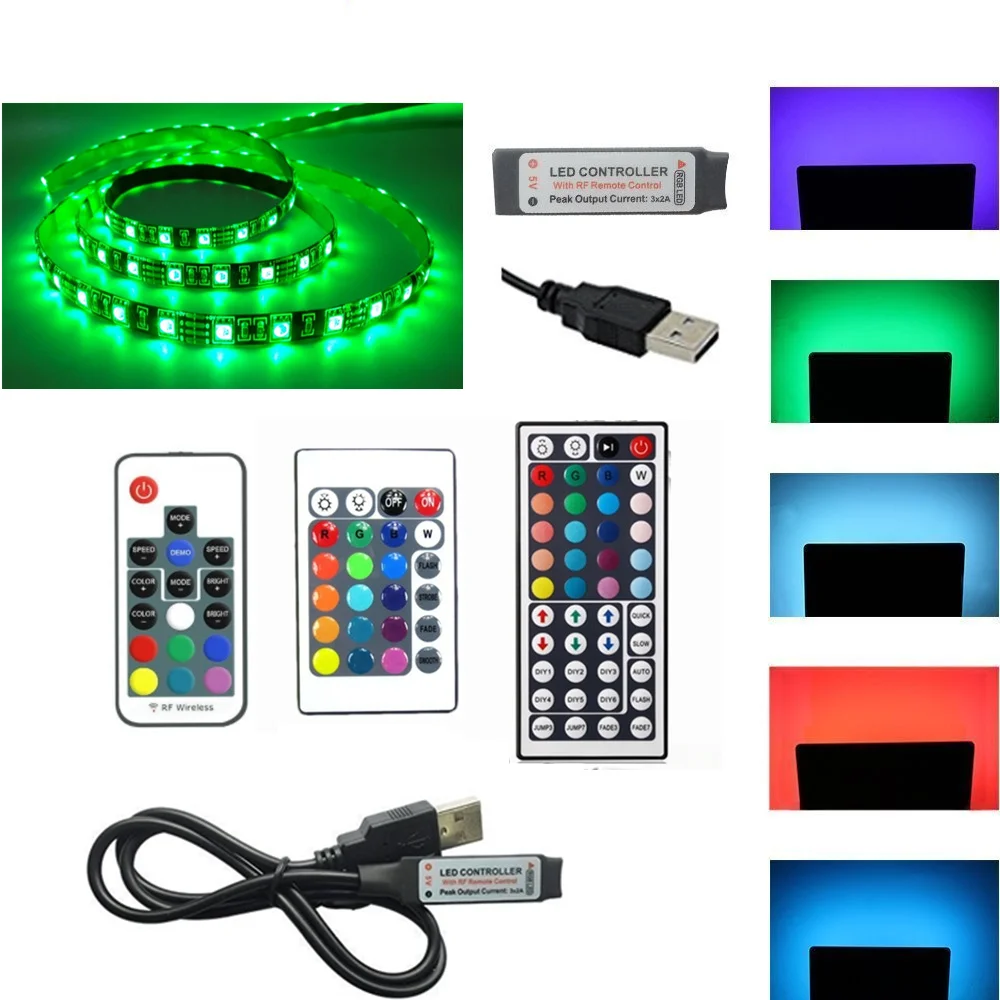 1 комплект с питанием от USB 5 В Светодиодная лента RGB черный свет 60 светодиодов/м 5050