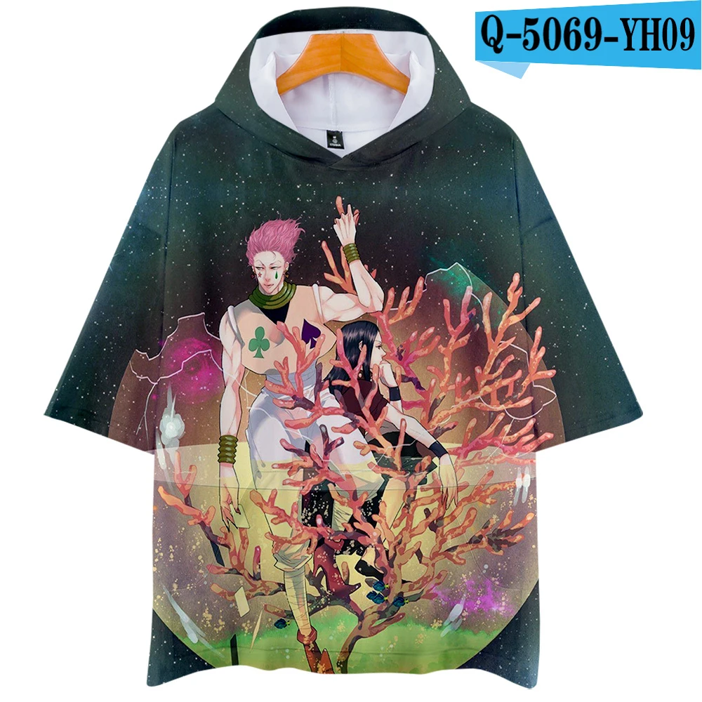 Hisoka 3D принт Harajuku поп-футболки Женская и мужская одежда горячая Распродажа шапки с коротким рукавом Футболка Повседневная Kpops плюс размер xxl - Цвет: Navy blue