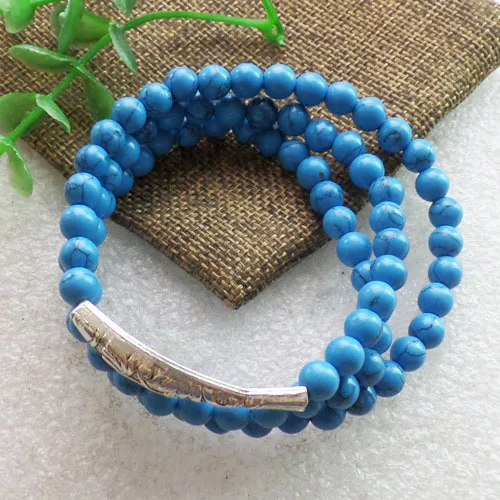 Женский браслет из трех нитей можно сделать и ожерелье натуральная бирюза с