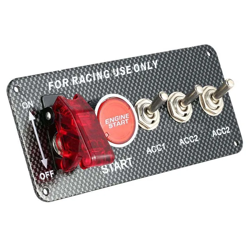 

GTBL 12V Car Ignition Switch Engine Start Push Button 3 Toggle Racing Panel