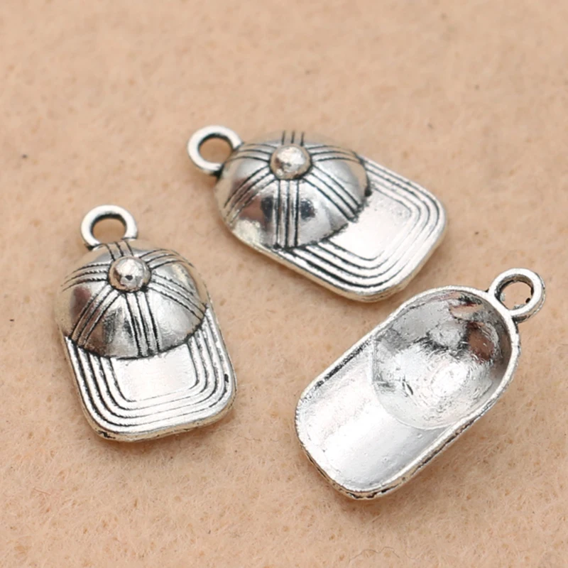 10pcs Tibetan Silver Plated Baseball Hat Charms Pendants for Jewelry Diy Bracelet Findings 19x10mm | Украшения и аксессуары